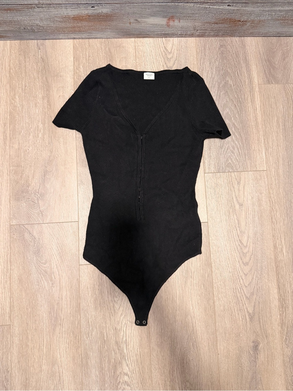 Abercrombie & Fitch Black Ribbed Short-Sleeve Bodysuit for Kids